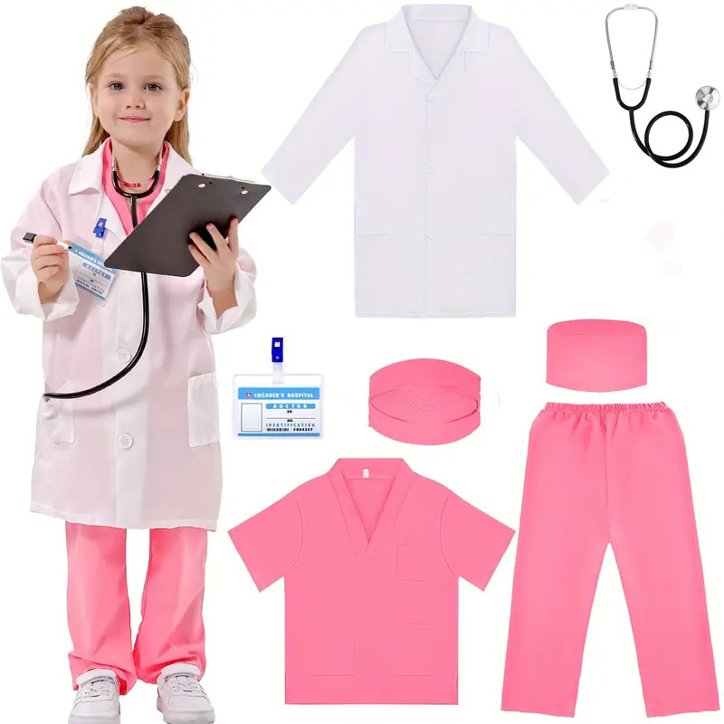 Medical Lab Uniform - 7PCS Kids Doctor Nurse Cosplay Outfit